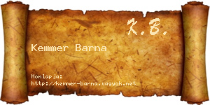 Kemmer Barna névjegykártya
